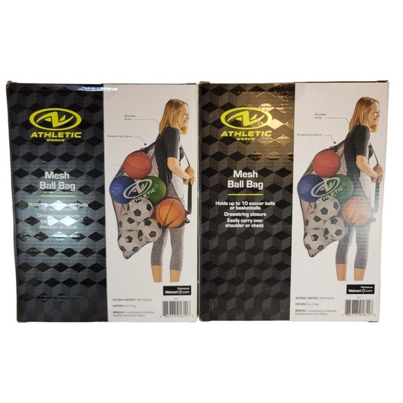 NEW Athletic Works Mesh Ball Bag Lot Of 2 Basketball Football Gym Play Storage - Picture 3 of 3